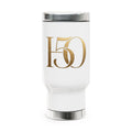 50th Anniversary Gold Script Travel Mug — 14oz Stainless Steel with Handle