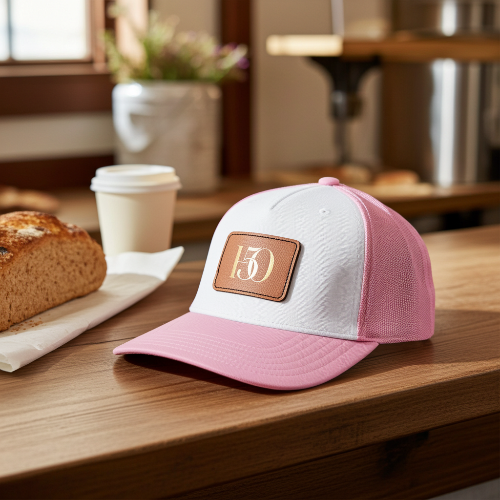 Leather Patch Baseball Cap — Gold '150' Monogram