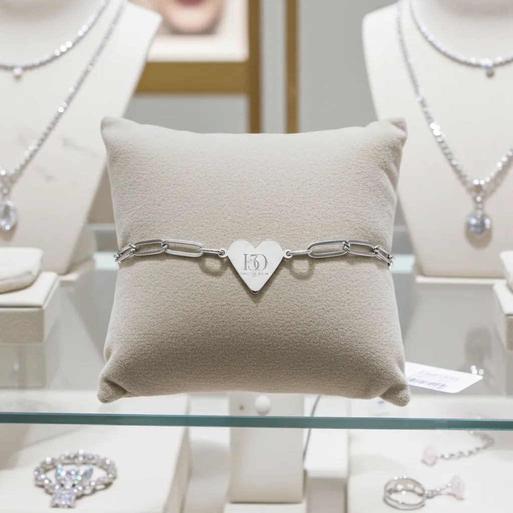 Engravable Paperclip Heart Bracelet – Personalized Heart Charm Chain (Gold or Silver)