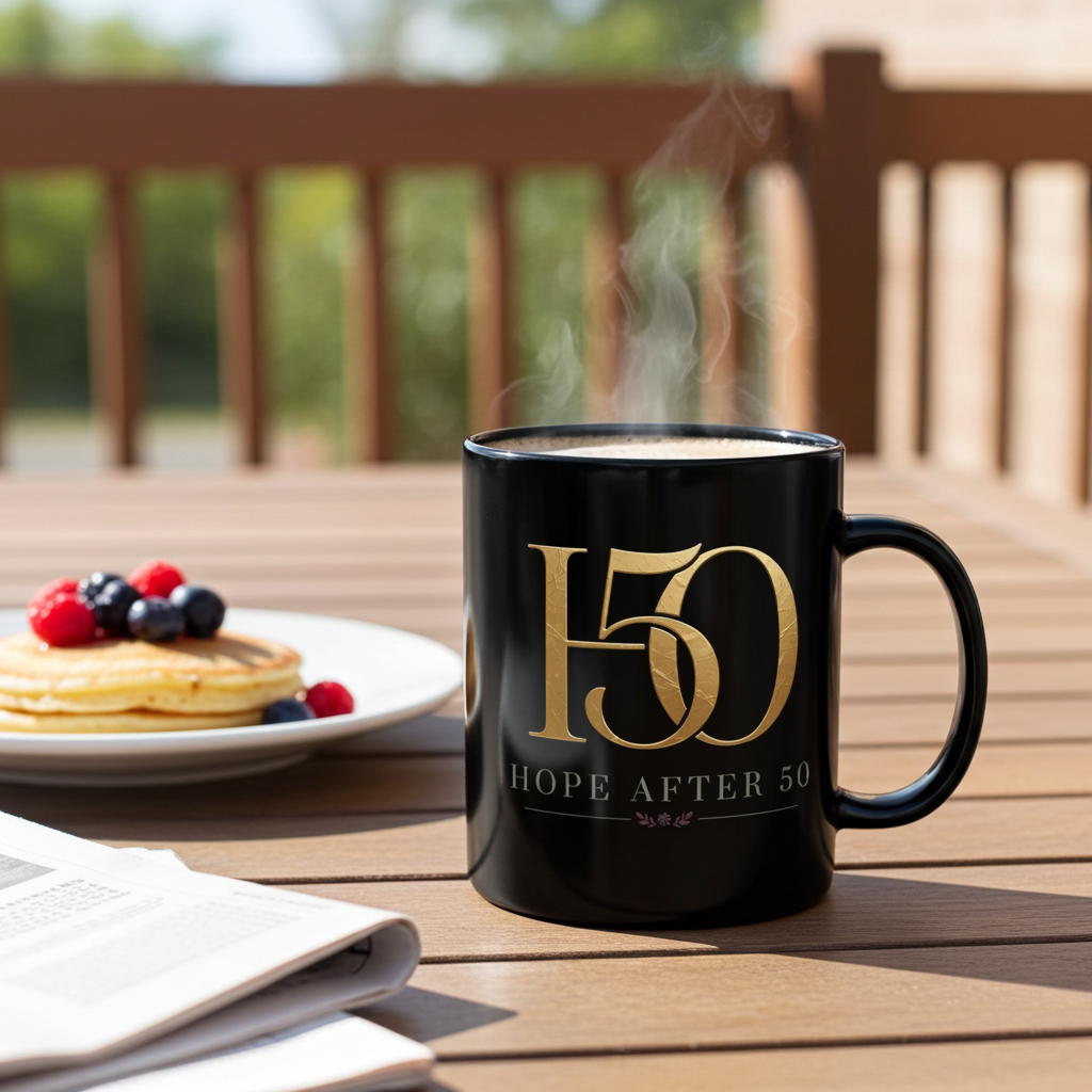 "Hope After 50" Gold Monogram Accent Ceramic Mug