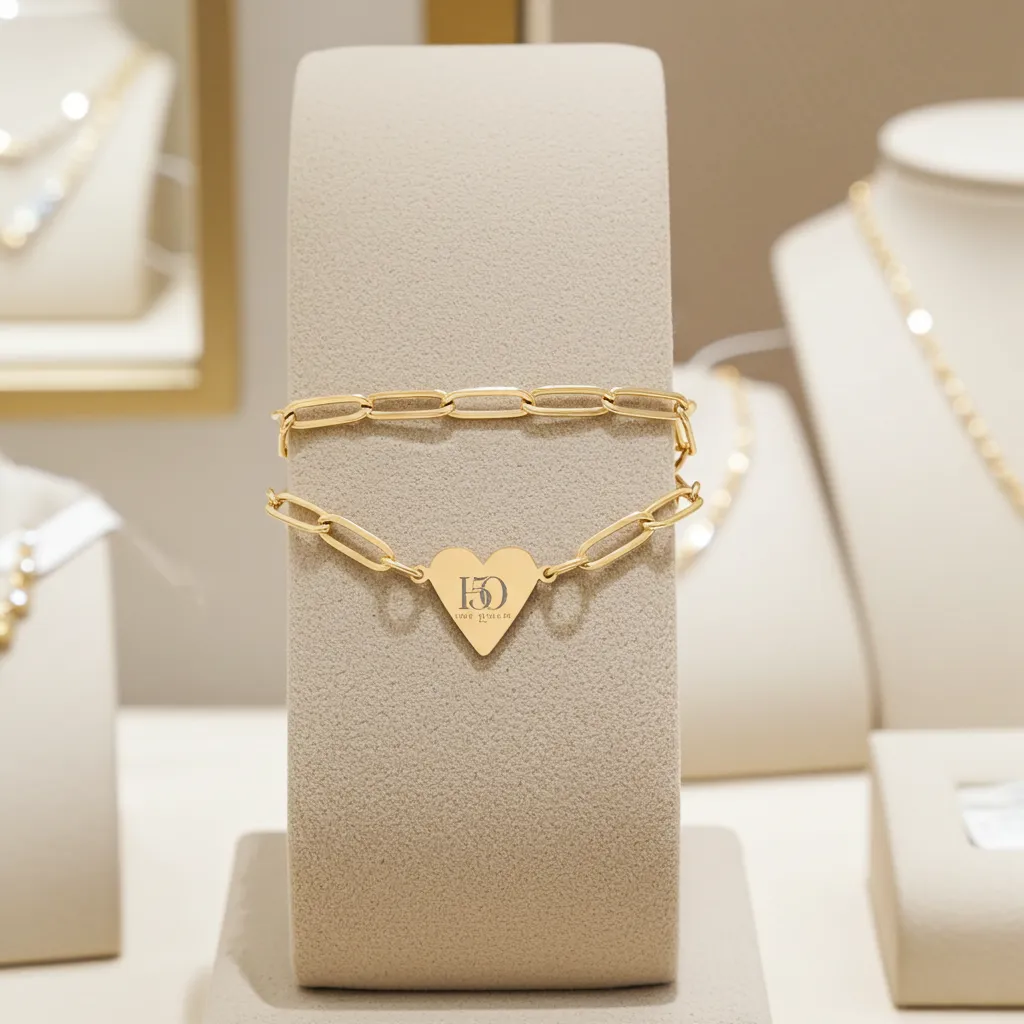Engravable Paperclip Heart Bracelet – Personalized Heart Charm Chain (Gold or Silver)