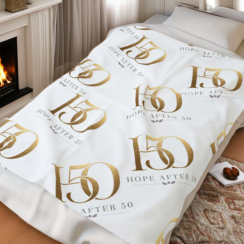50th Velveteen Plush Blanket – 'Hope After 50' Gold Foil Design-All Over Prints-Hope After 50-Printify