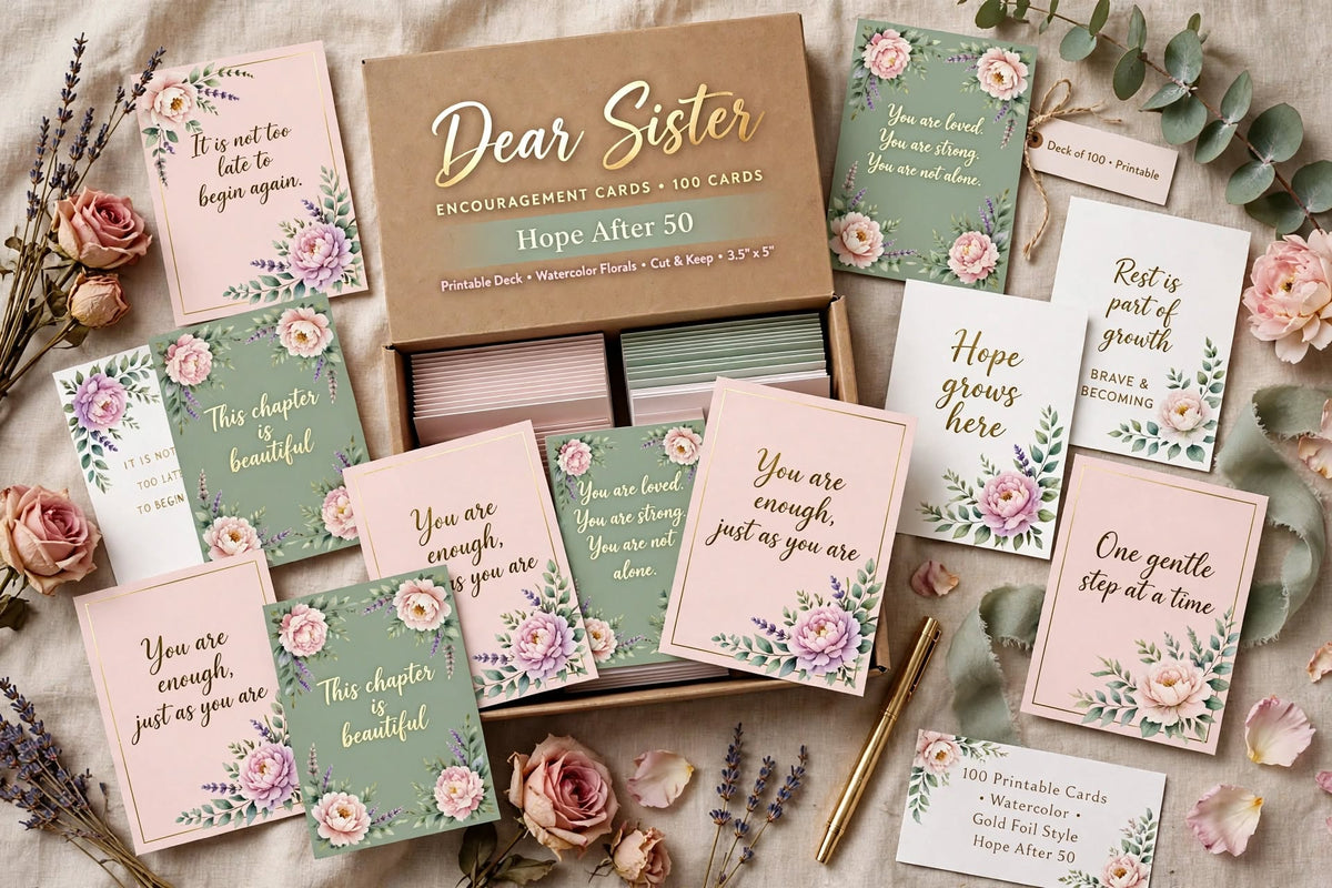 Dear Sister Encouragement Cards – Printable Deck of 100