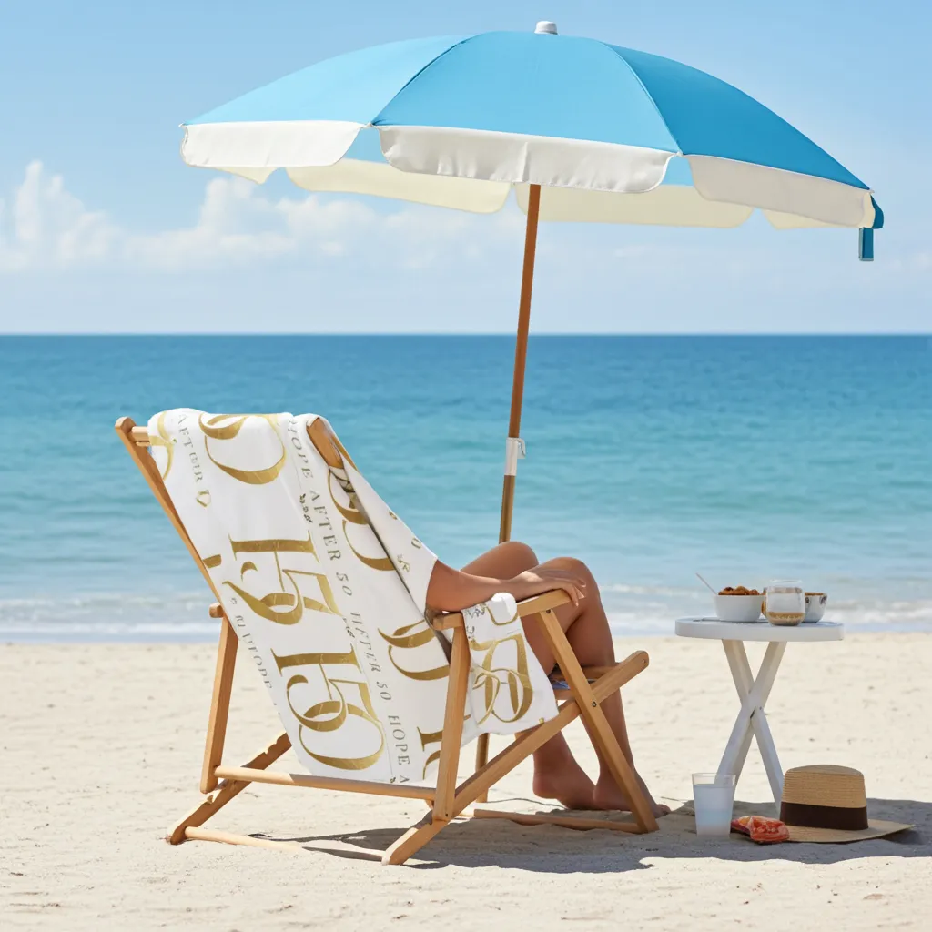 After 50 Hope Beach Towel — Gold Monogram Cotton Bath & Beach Towel