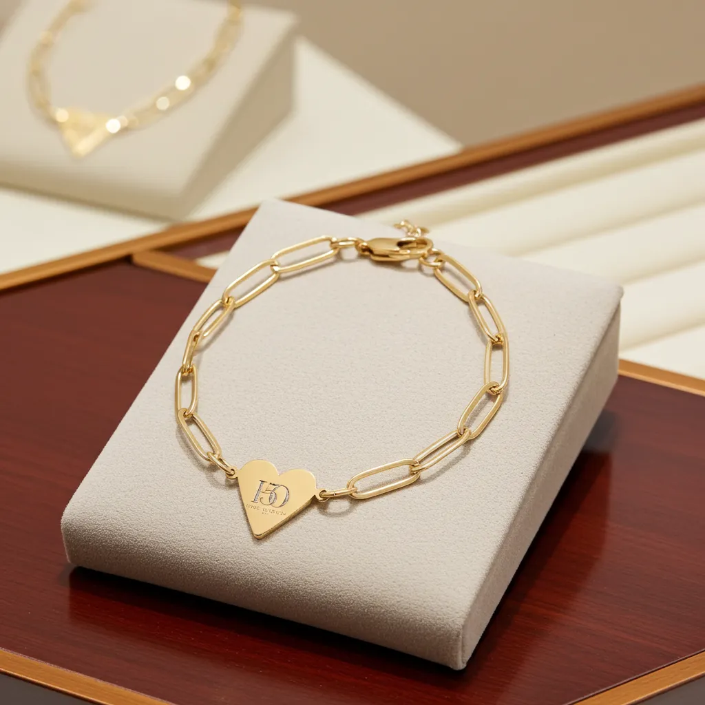 Engravable Paperclip Heart Bracelet – Personalized Heart Charm Chain (Gold or Silver)